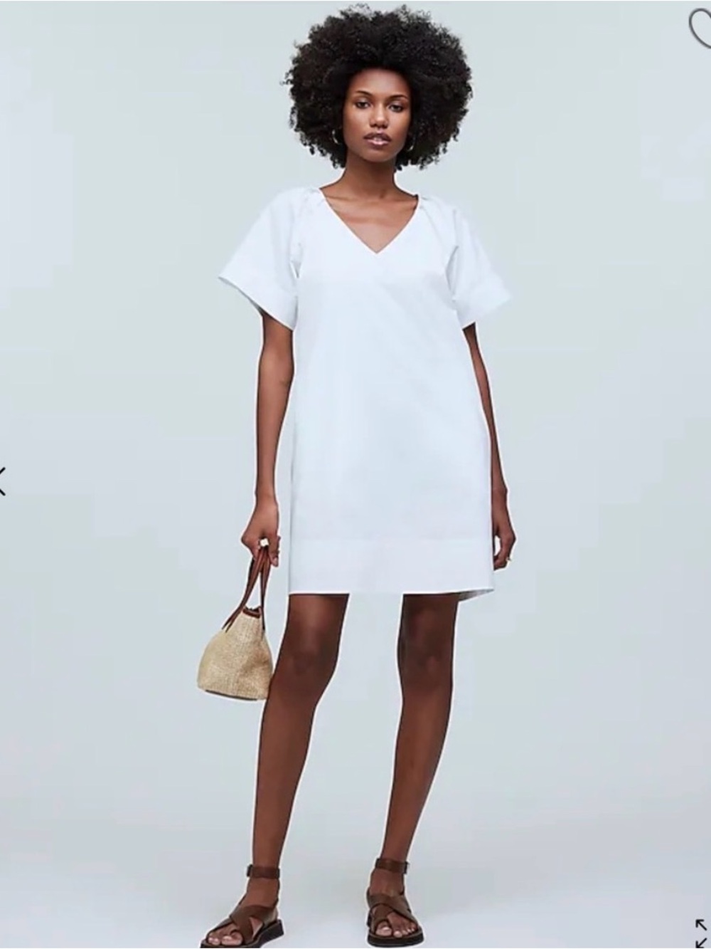 Madewell White V-Neck Midi Dress
